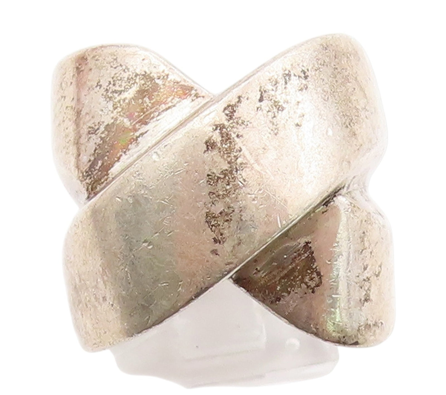 925 Sterling Silver Vintage Ring Solid Criss Crossed X Heavy  Sz 6.5  RG33467