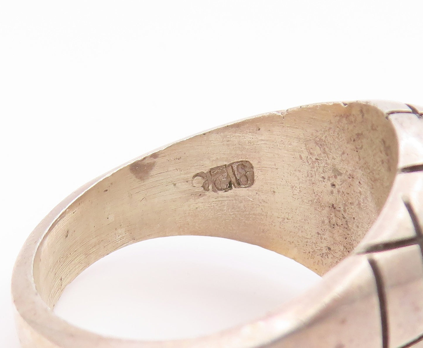 925 Sterling Silver Vintage Ring Classic Etched Spider Web Band Sz 10.5 RG35598