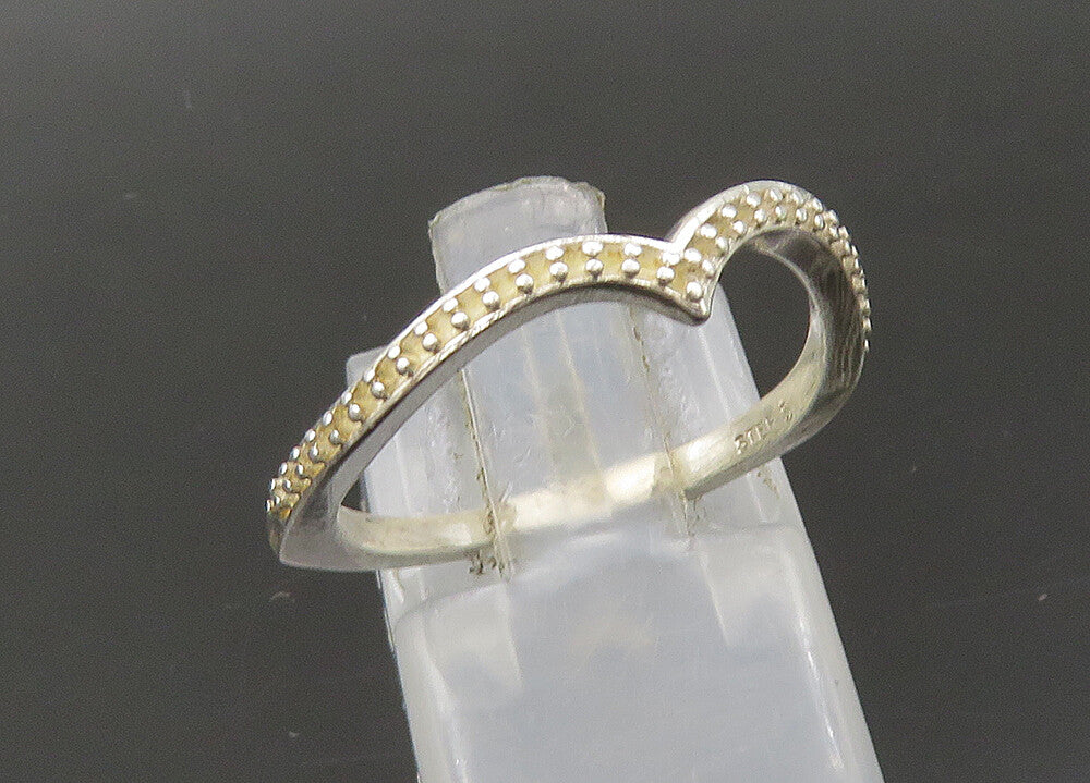 925 Sterling Silver  Vintage Shiny Pointed Design Band Ring Sz 7  RG22175