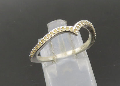 925 Sterling Silver  Vintage Shiny Pointed Design Band Ring Sz 7  RG22175