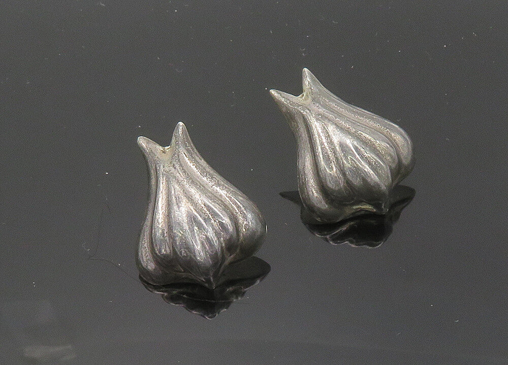 MEXICO 925 Sterling Silver  Vintage Dark Tone Hollow Drop Earrings  EG9980