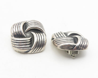 MEXICO 925 Sterling Silver  Vintage Knot Design Non Pierce Earrings  EG6266