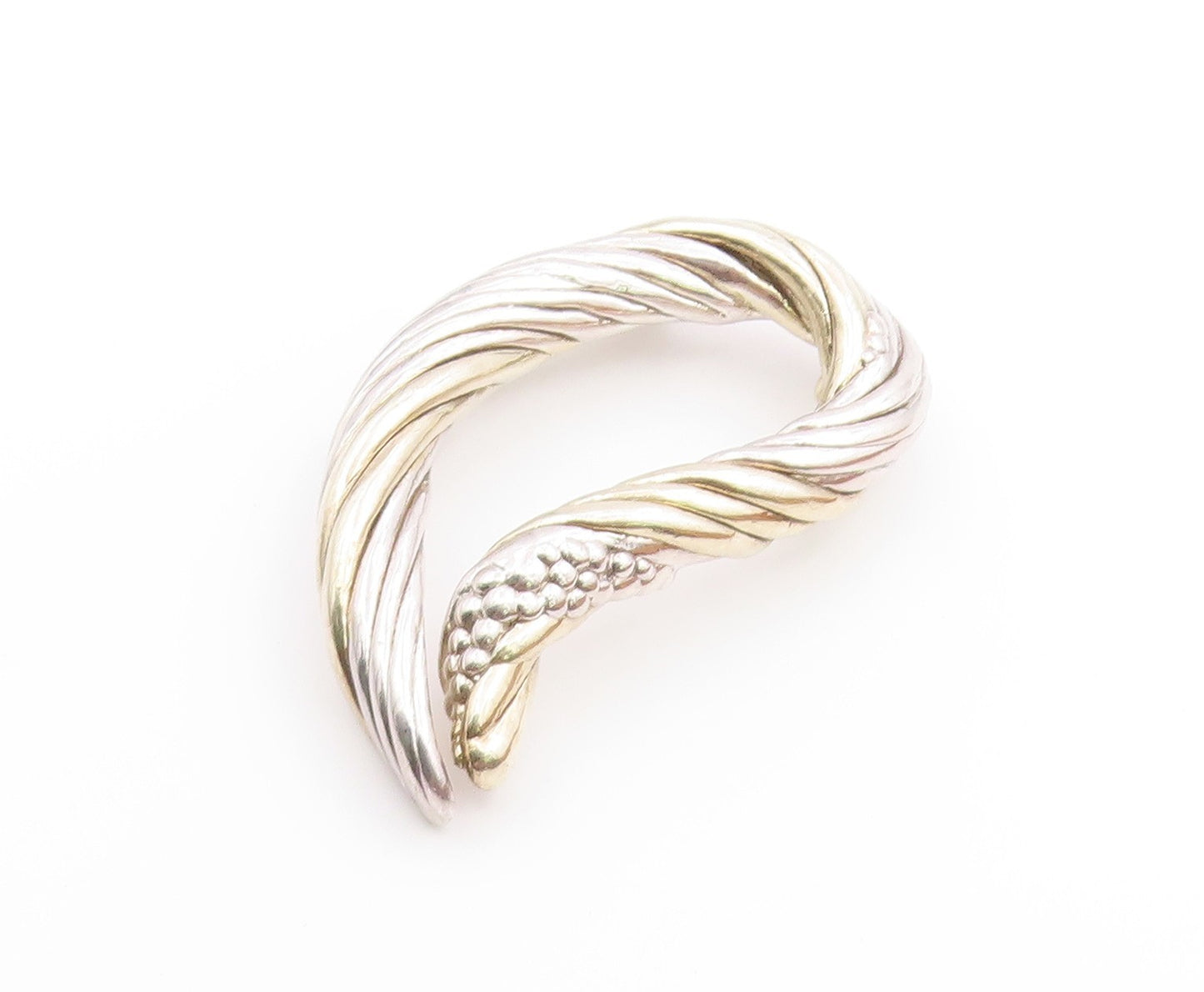 925 Sterling Silver  Vintage Modernist Two Tone Hollow Brooch Pin  BP3239