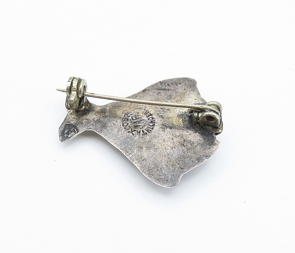 JAF TAXCO 925 Silver  Vintage Abalone Shell Fish Motif Brooch Pin  BP2822