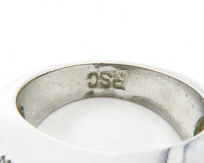 925 Sterling Silver  Topaz Two Tone Floral Vine Motif Band Ring Sz 6  RG13274