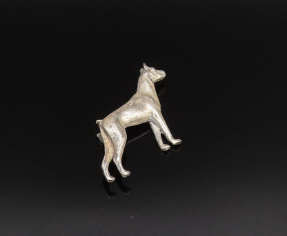 925 Sterling Silver  Vintage Carved Etched Dog Motif Brooch Pin  BP9837