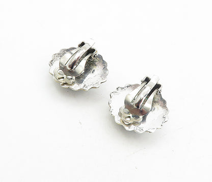 MEXICO 925 Sterling Silver  Vintage 2 Tone Flower Non Pierce Earrings  EG4239