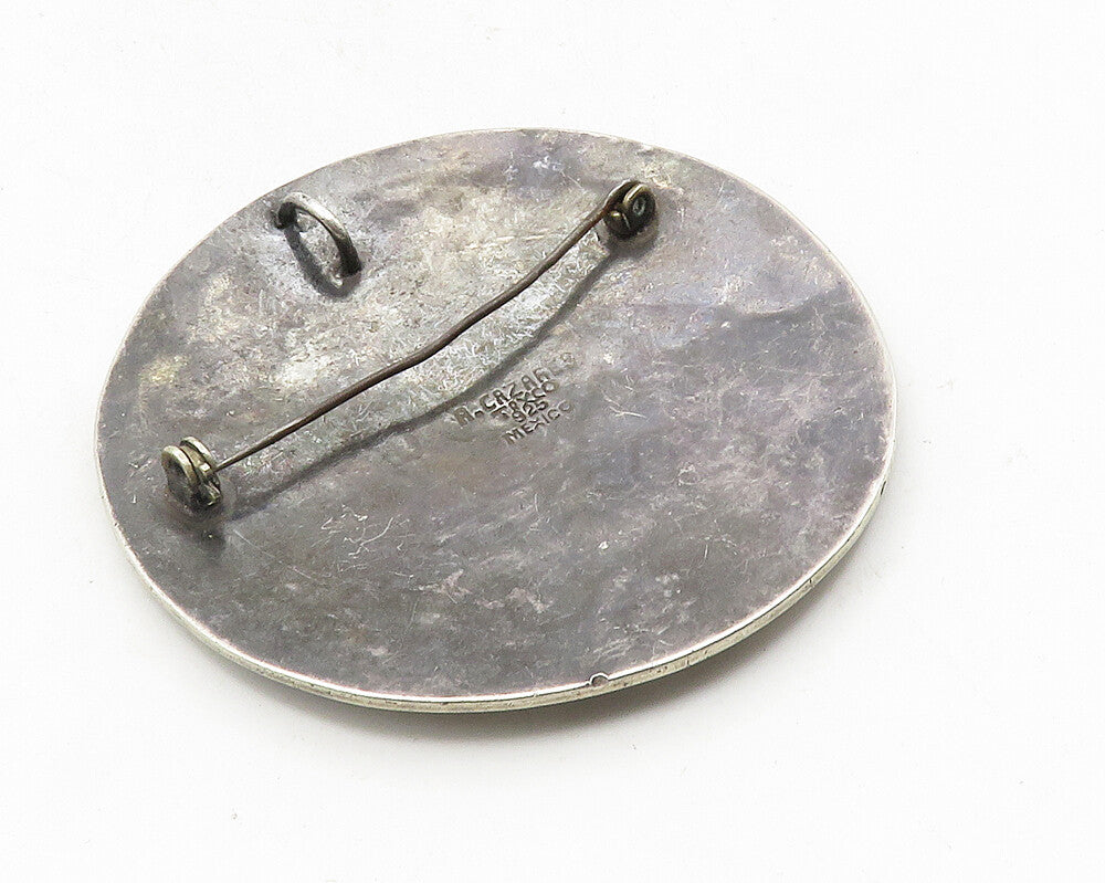 A. CAZARES TAXCO 925 Silver  Vintage Antique Swirl Pattern Brooch Pin  BP4156