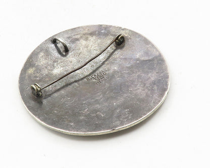 A. CAZARES TAXCO 925 Silver  Vintage Antique Swirl Pattern Brooch Pin  BP4156