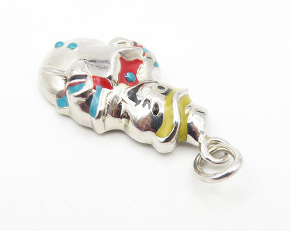 925 Sterling Silver  Shiny Enamel Snowman Reading A Book Pendant  PT8212