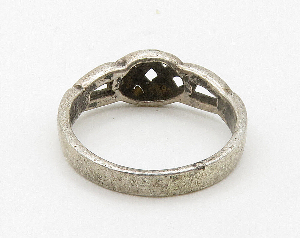 925 Sterling Silver  Vintage Celtic Knot Dark Tone Band Ring Sz 5.5  RG16150