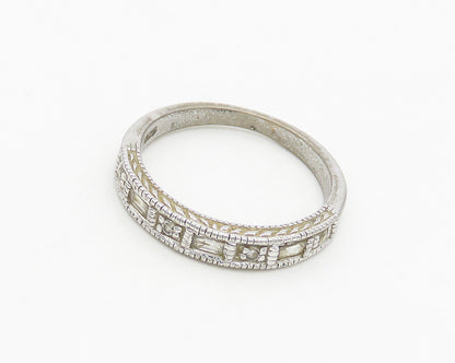 925 Sterling Silver  Vintage Shiny Cubic Zirconia Band Ring Sz 7  RG18516