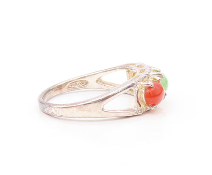 925 Sterling Silver Vintage Ring AVON Oval Cabochon Gemstones  SZ 8 RG32073