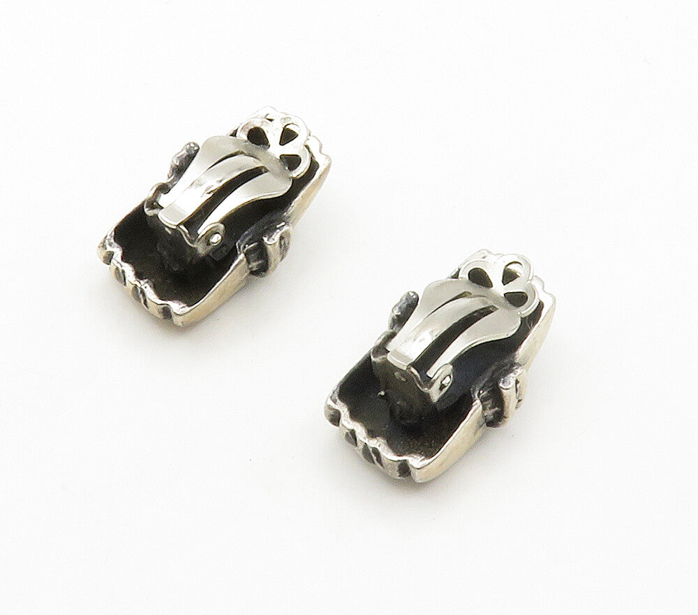 925 Sterling Silver  Vintage Linear Design Non Pierce Drop Earrings  EG7660