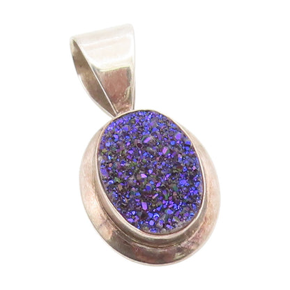 925 Sterling Silver Vintage Pendant DTR JAY KING Drusy Quartz Charm  PT25729