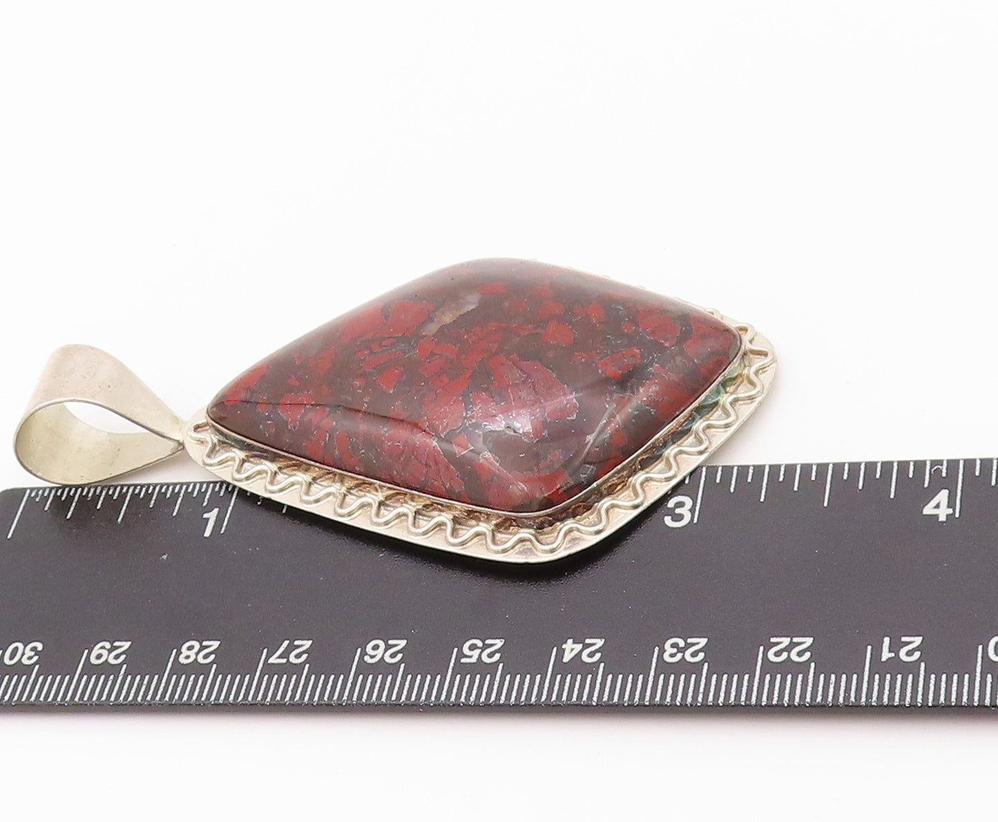 925 Sterling Silver Vintage Pendant DTR JAY KING Large Carved Gemstone  PT23997