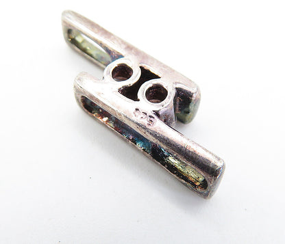 925 Sterling Silver  Vintage Cubic Zirconia Two Tone Parallel Pendant  PT2990