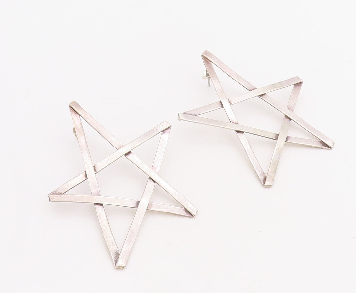 925 Sterling Silver Vintage Earrings MEXICO Solid Large Cutout Star  EG13238