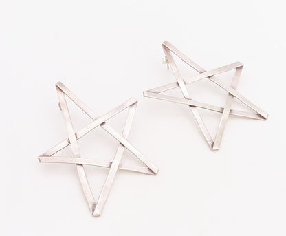925 Sterling Silver Vintage Earrings MEXICO Solid Large Cutout Star  EG13238