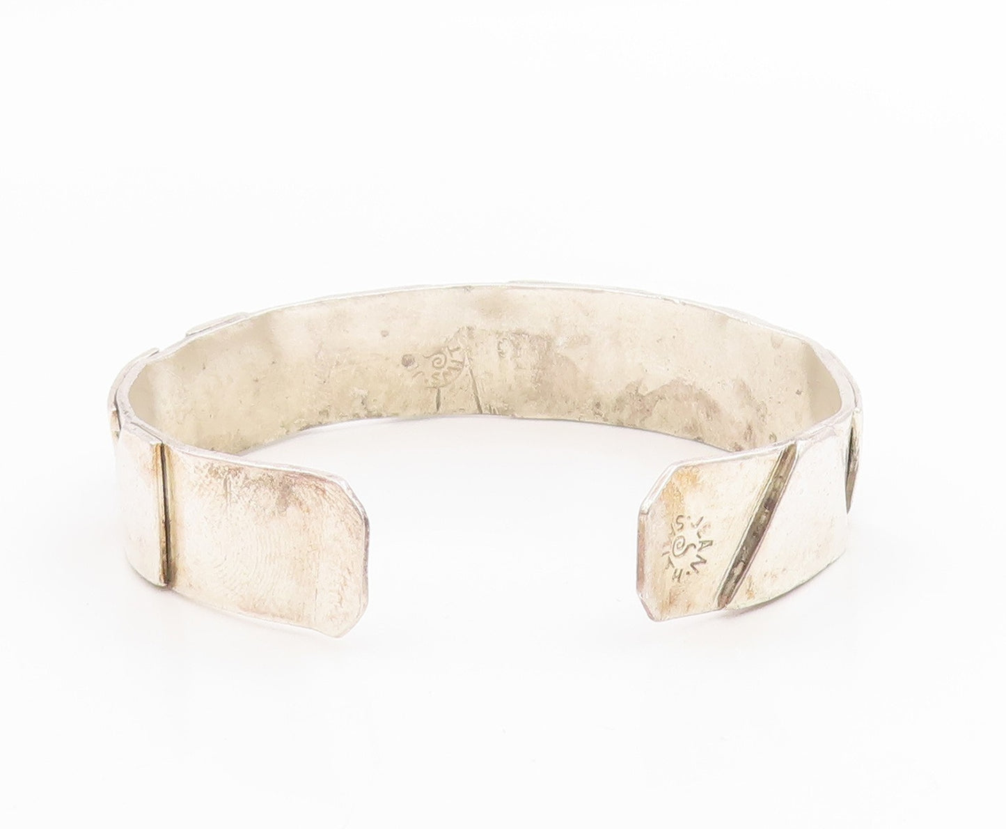 925 Sterling Silver Vintage Bracelet JEAN SMITH Classic Geometric Cuff  BT12010