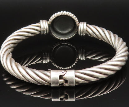 14K GOLD & 925 Silver  Vintage Two Tone Twisted Rope Bangle Bracelet  BT9488