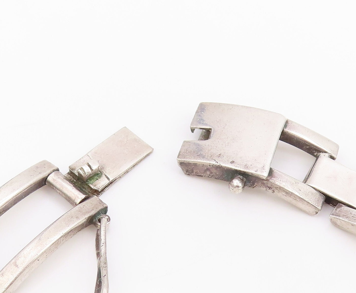 925 Sterling Silver Vintage Necklace MEXICO Brutalist Rectangle Choker  NE4443