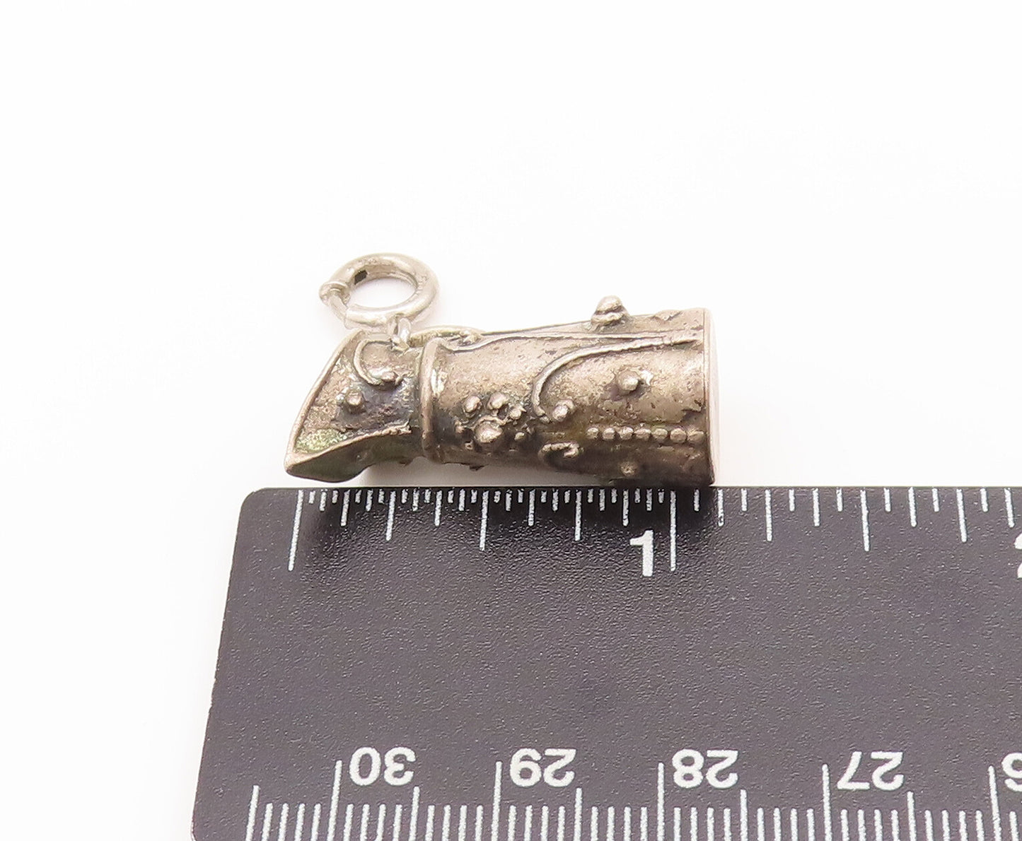 925 Sterling Silver Vintage Pendant Antique 3D Swirly Carved Water Jug  PT22666