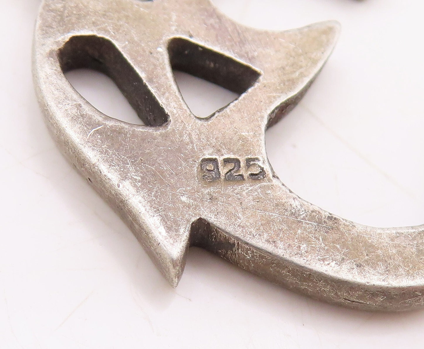 925 Sterling Silver Vintage Pendant Dark Tone Cut Religious Symbol OM  PT23877