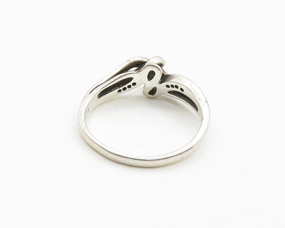 925 Sterling Silver  Vintage Genuine Diamonds Split Band Ring Sz 9.5  RG19386