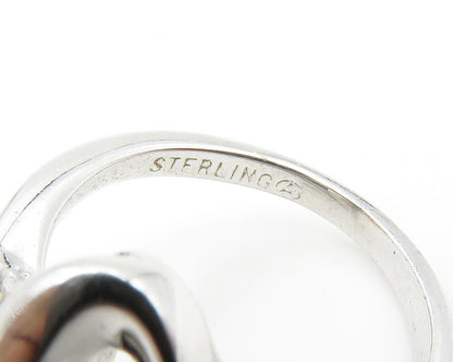 925 Sterling Silver  Tear Drop Citrine Shiny Swirl Band Ring Sz 6  RG14237