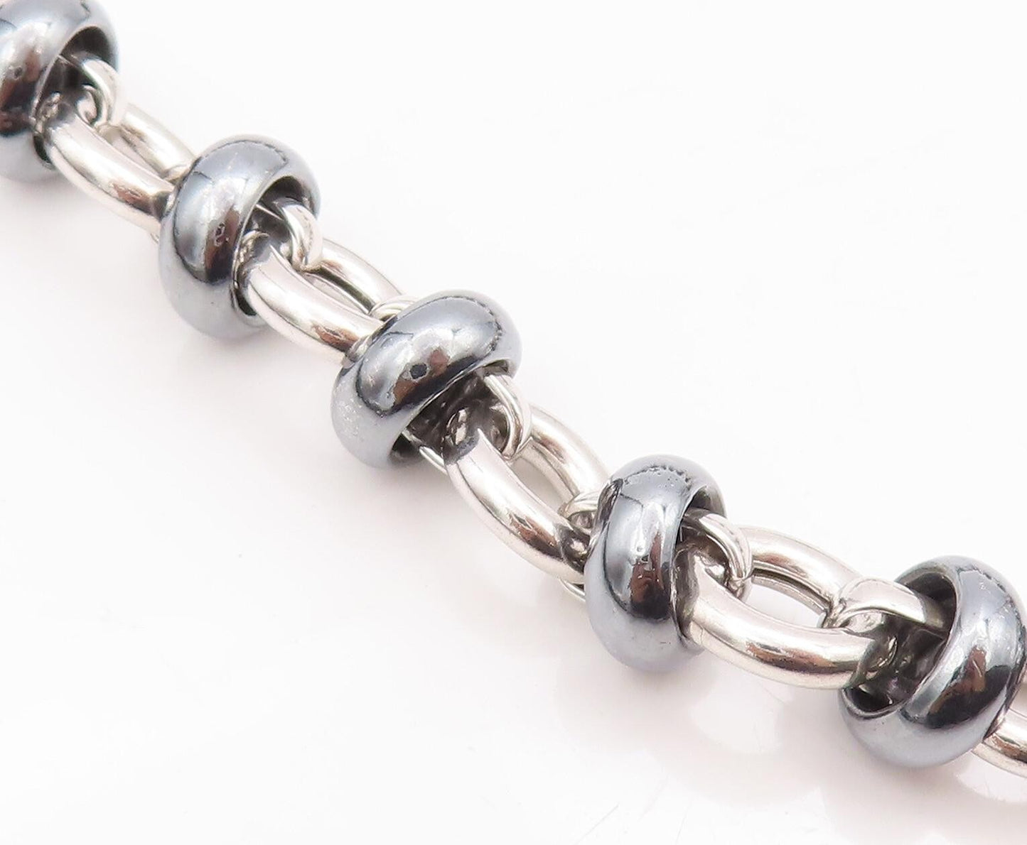 925 Sterling Silver Vintage Necklace Spinning Rings & Carve Linked Rings NE4282