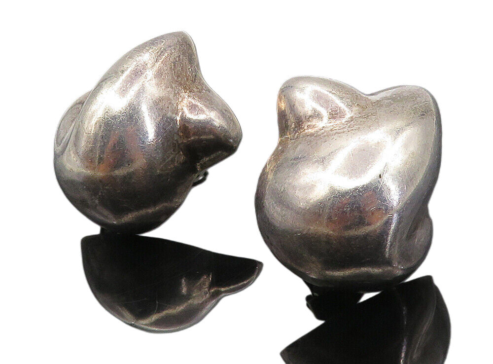 NESTOR MEXICO 925 Silver  Vintage Hollow Dome Non Pierce Drop Earrings  EG4510