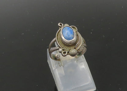 NAVAJO 925 Sterling Silver  Vintage Blue Turquoise Band Ring Sz 2  RG22759