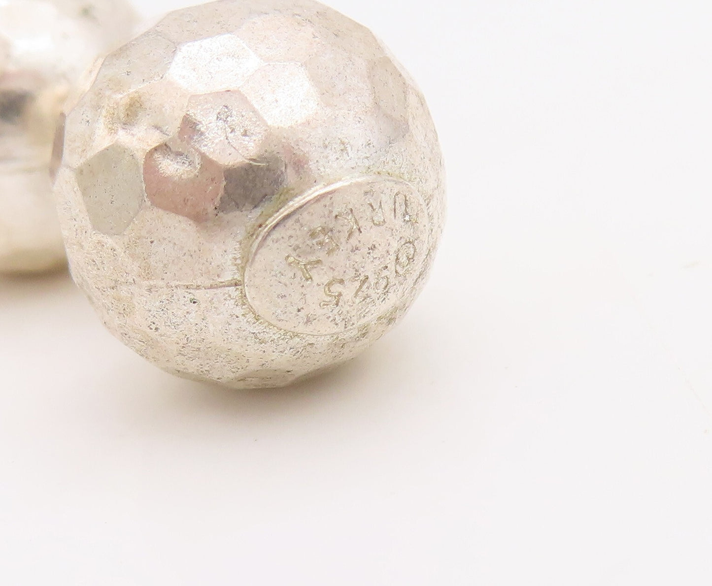 925 Sterling Silver Vintage Earrings Drop Solid Linked Disco Balls  EG13213