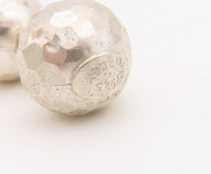925 Sterling Silver Vintage Earrings Drop Solid Linked Disco Balls  EG13213