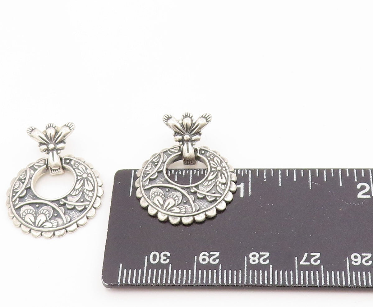925 Sterling Silver Vintage Earrings CAROLYN POLLACK Floral Scrollwork  EG13959