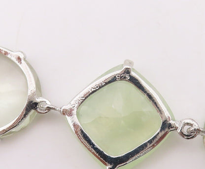 925 Sterling Silver Vintage Bracelet Square & Oval Cut Linked Quartz  BT10712