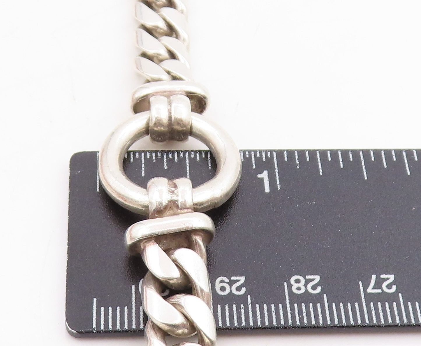 925 Sterling Silver Vintage Bracelet Modernist Curb Link Toggle Chain  BT11486