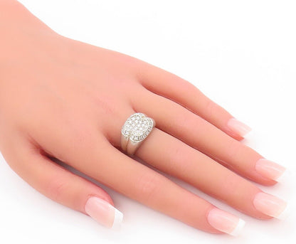 925 Sterling Silver Vintage Ring Designer CZ Inlay Solid Carved  Sz 7  RG28231