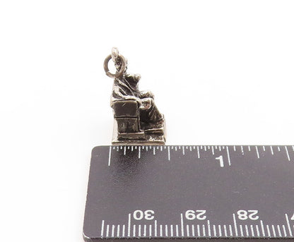 925 Sterling Silver Vintage Pendant 3D Abraham Lincoln Memorial Charm  PT25023