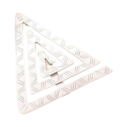 925 Sterling Silver Vintage Brooch Grooved Geometric Nested Triangles  BP11839