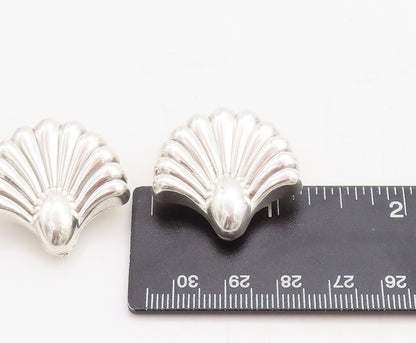 925 Sterling Silver Vintage Earrings Puffed Swirly Flower Carved  EG13308