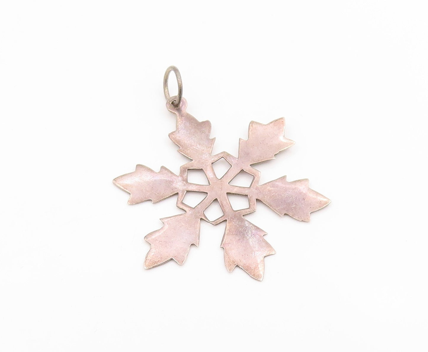 925 Sterling Silver Vintage Pendant Minimalist Snowflake Cutout Charm  PT26062