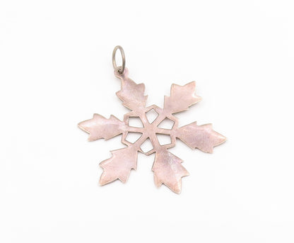 925 Sterling Silver Vintage Pendant Minimalist Snowflake Cutout Charm  PT26062