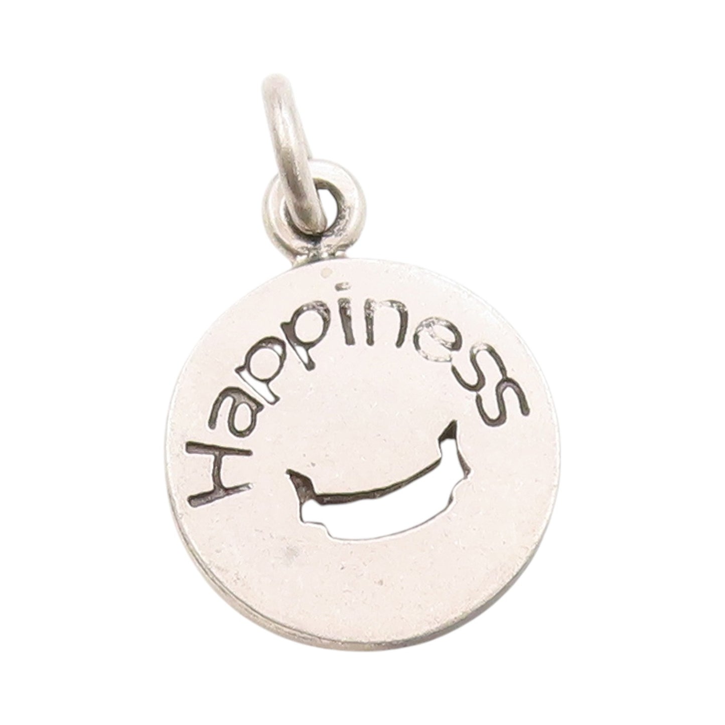 925 Sterling Silver Vintage Pendant Happiness Charm with Cut Out Smiley  PT24888