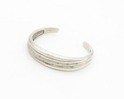 925 Sterling Silver  Vintage Genuine Diamonds Tapered Cuff Bracelet  BT7439