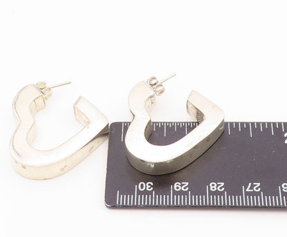 925 Sterling Silver Vintage Earrings MEXICO Modernist Solid Love Heart  EG14528