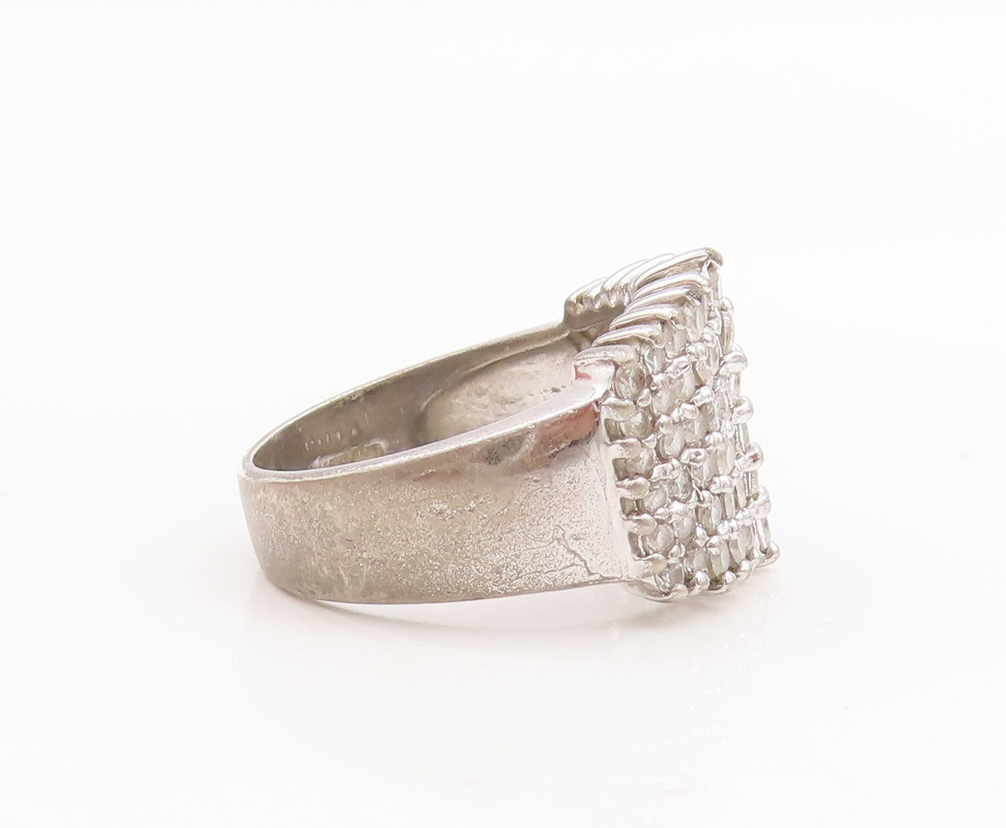 925 Sterling Silver Vintage Ring Broad Band Round CZ Inlay  Sz 7  RG29113