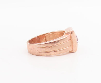 925 Sterling Silver Vintage Ring Rose Gold Plated Pink CZ Inlay  Sz 8  RG28659