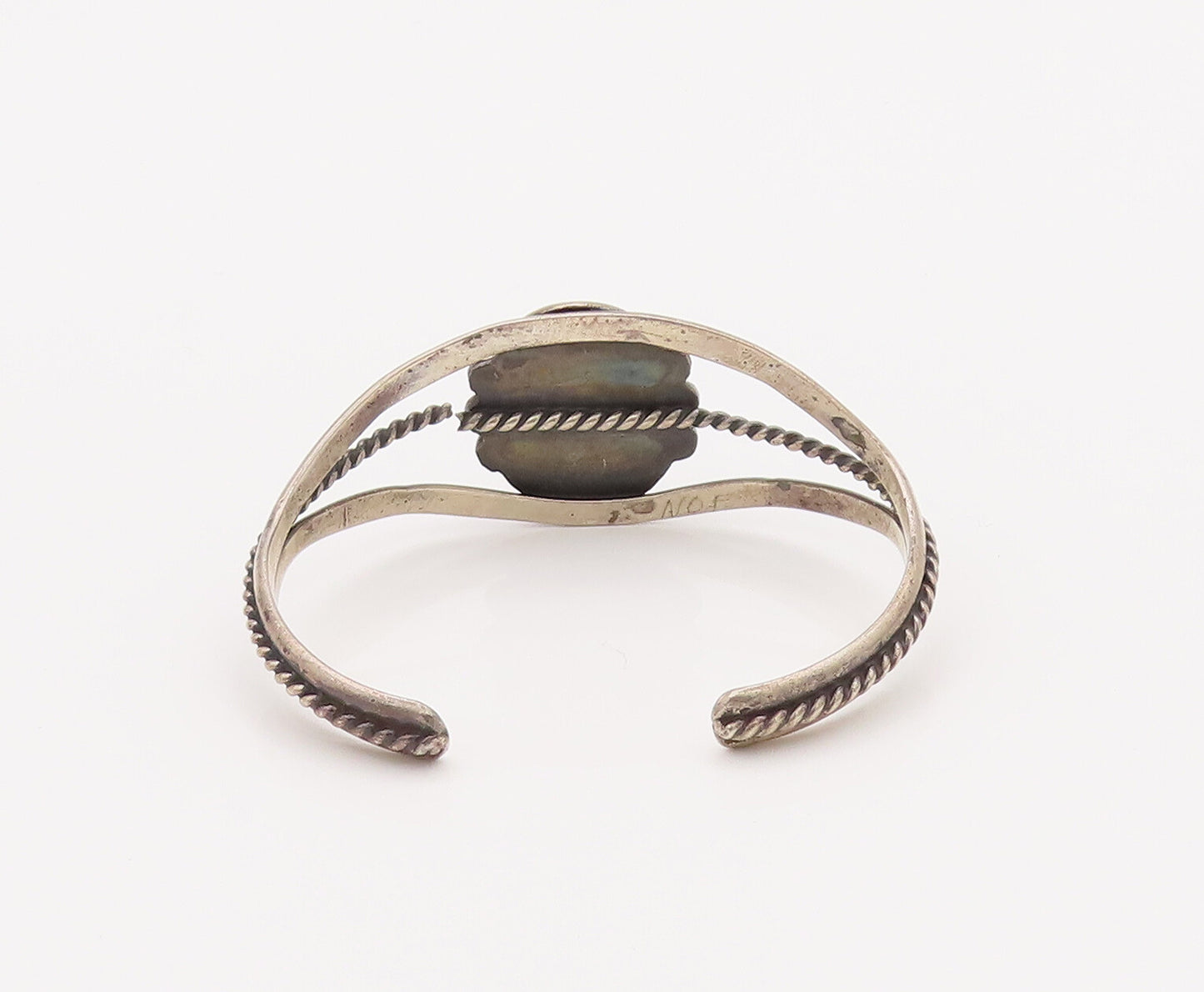 925 Sterling Silver Vintage Bracelet NAVAJO Turquoise Split Band Beaded  BT10163
